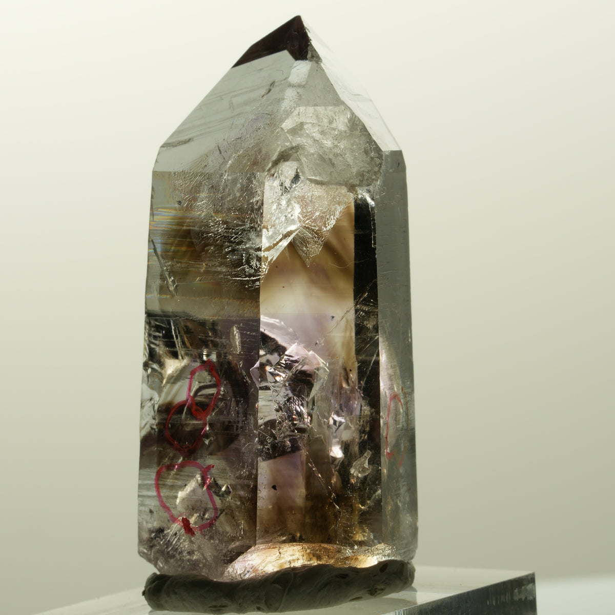 Enhydro Lemurian Phantom Amethyst, Hämatit, 4x Blase Streep Mine Namibia 47*23*20mm #14854