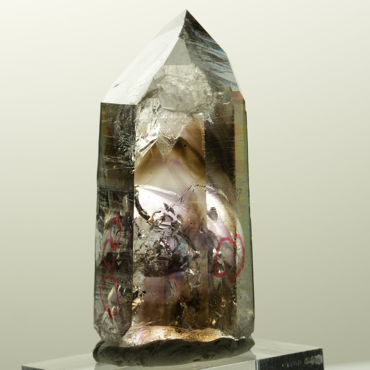 Enhydro Lemurian Phantom Amethyst, Hämatit, 4x Blase Streep Mine Namibia 47*23*20mm #14854