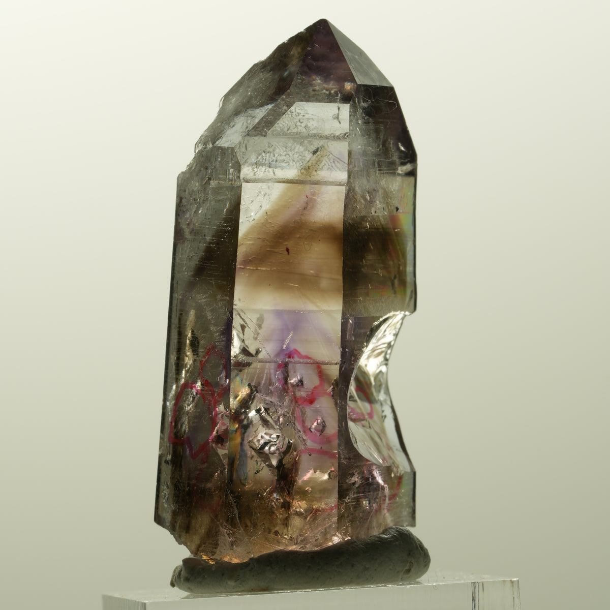 Enhydro Lemurian Phantom Amethyst, Hämatit, 4x Blase Streep Mine Namibia 47*23*20mm #14854