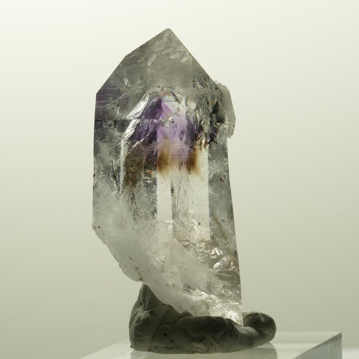 Klare Lemurian Phantom Amethyst Spitze Streep Mine Goboboseb, Namibia 45*24*17mm #14855