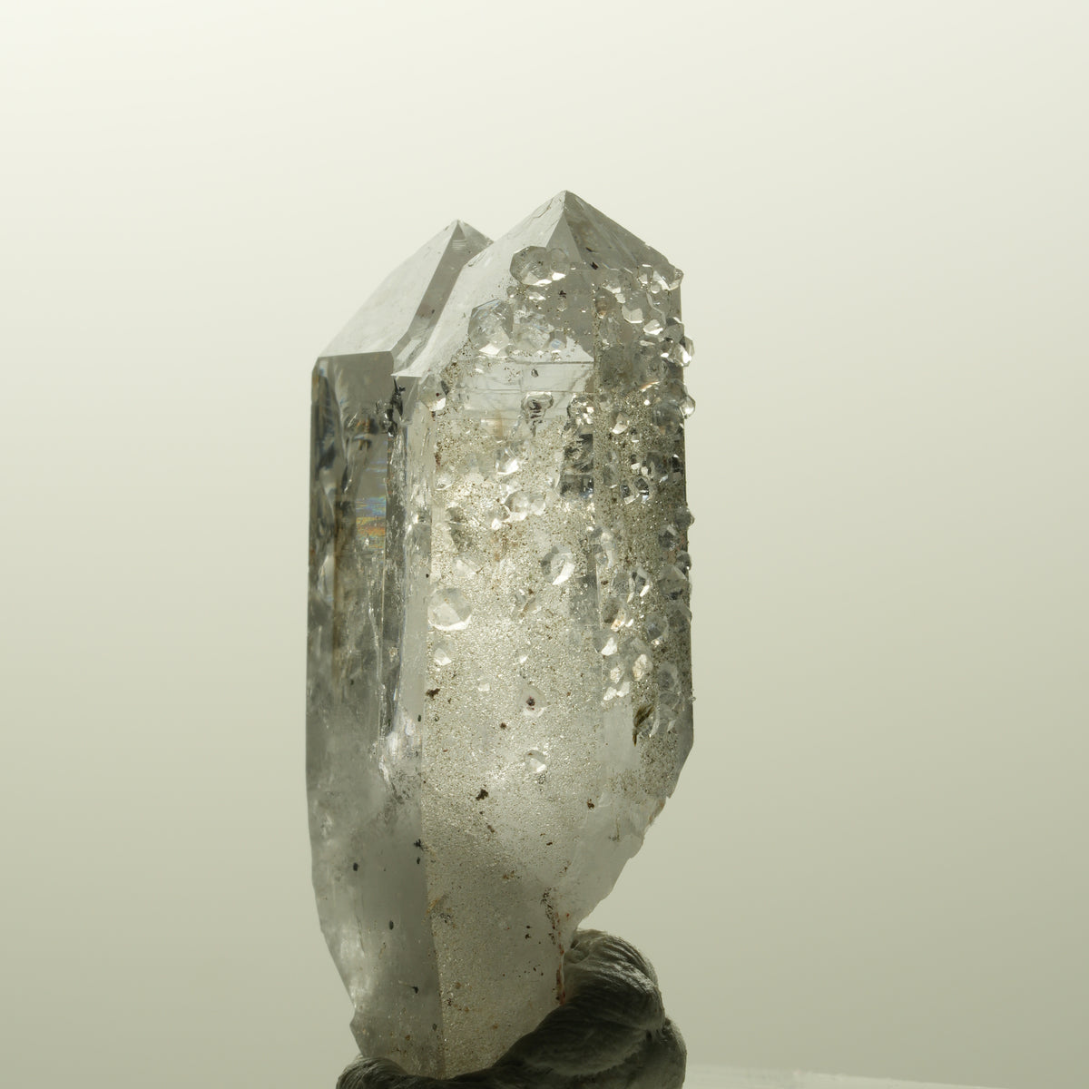 Lemurian Phantom Rauchquarz mit Analcim, Hämatit Streep Mine Goboboseb, Namibia 40*18*14mm #14860