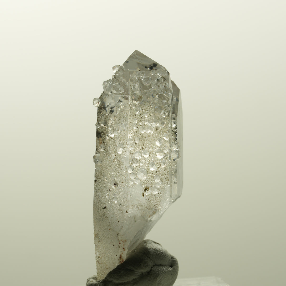 Lemurian Phantom Rauchquarz mit Analcim, Hämatit Streep Mine Goboboseb, Namibia 40*18*14mm #14860