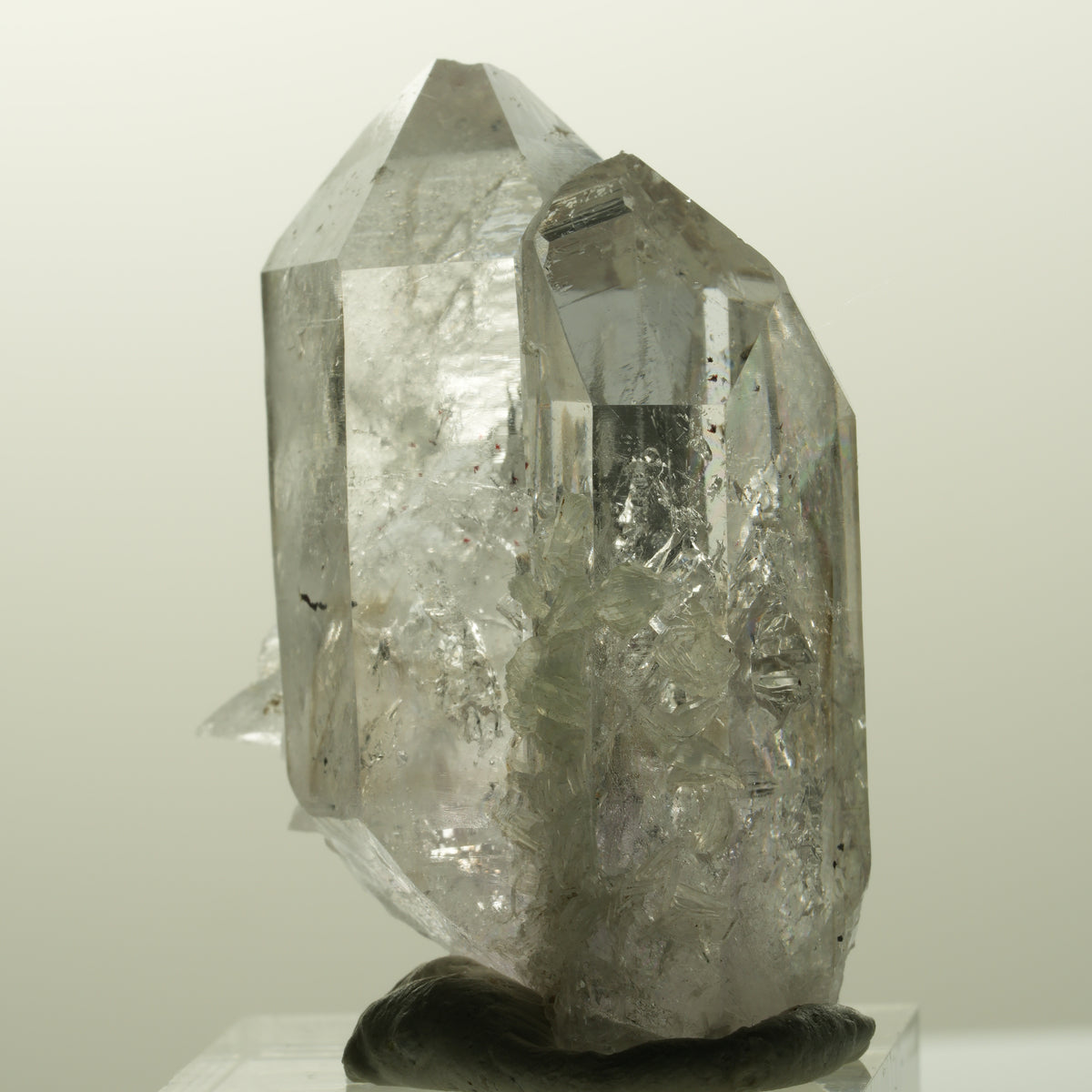 Harlekin Skelett Phantom Amethyst mit Prehnit Streep Mine, Goboboseb, Namibia 43*32*22mm #14864