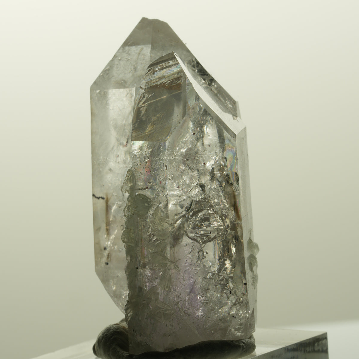 Harlekin Skelett Phantom Amethyst mit Prehnit Streep Mine, Goboboseb, Namibia 43*32*22mm #14864