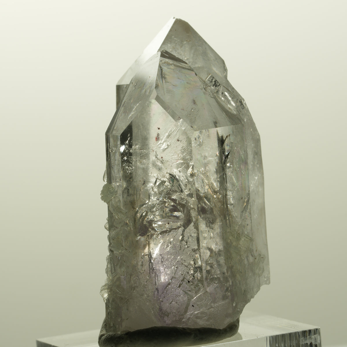 Harlekin Skelett Phantom Amethyst mit Prehnit Streep Mine, Goboboseb, Namibia 43*32*22mm #14864