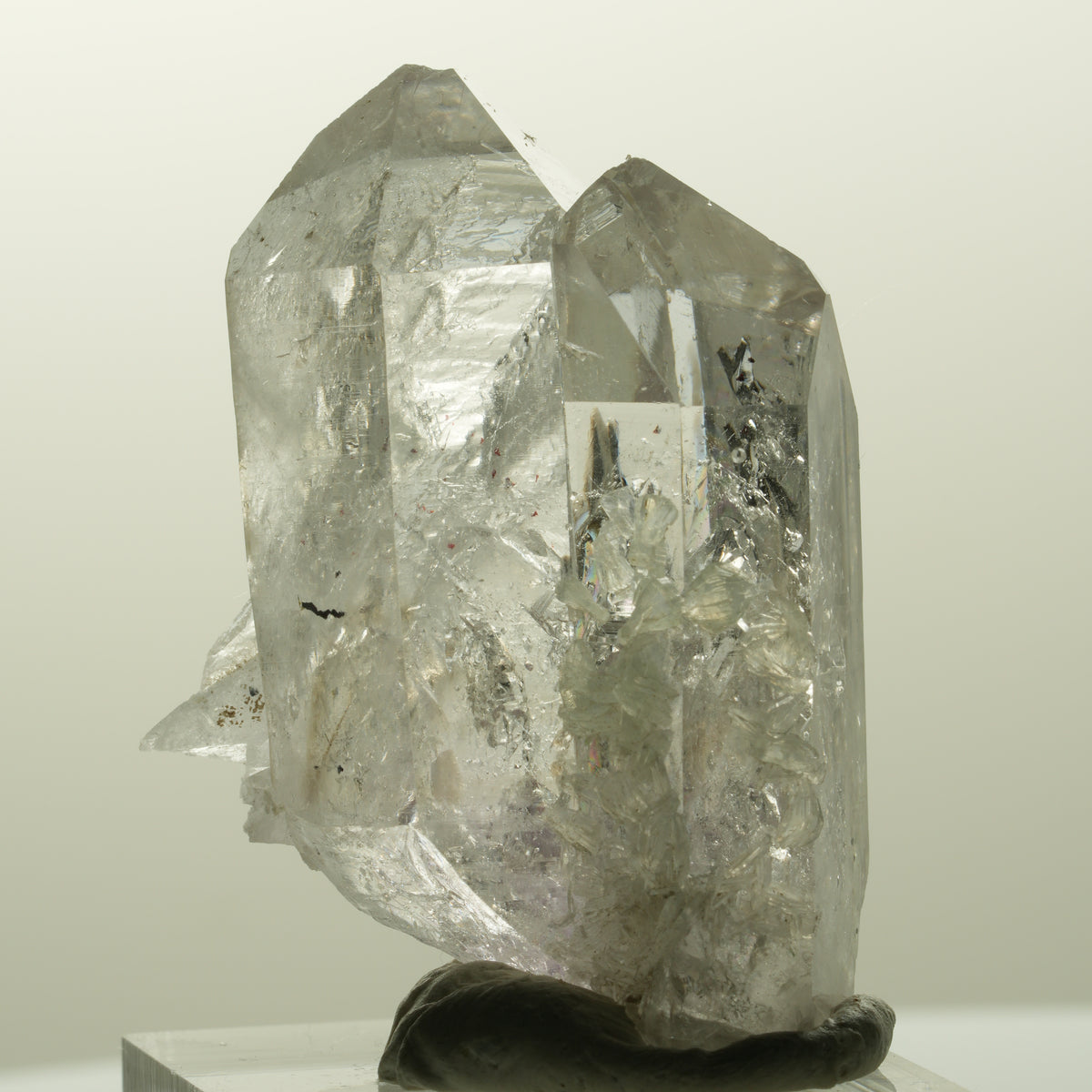 Harlekin Skelett Phantom Amethyst mit Prehnit Streep Mine, Goboboseb, Namibia 43*32*22mm #14864