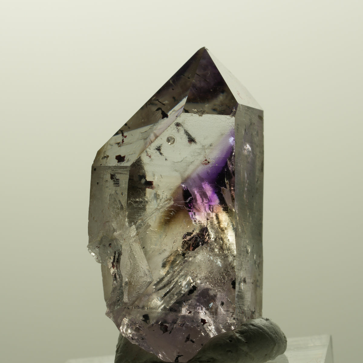 Harlekin Lemurian Phantom Amethyst mit Analcim Streep Mine, Goboboseb, Namibia 35*22*16mm #14866