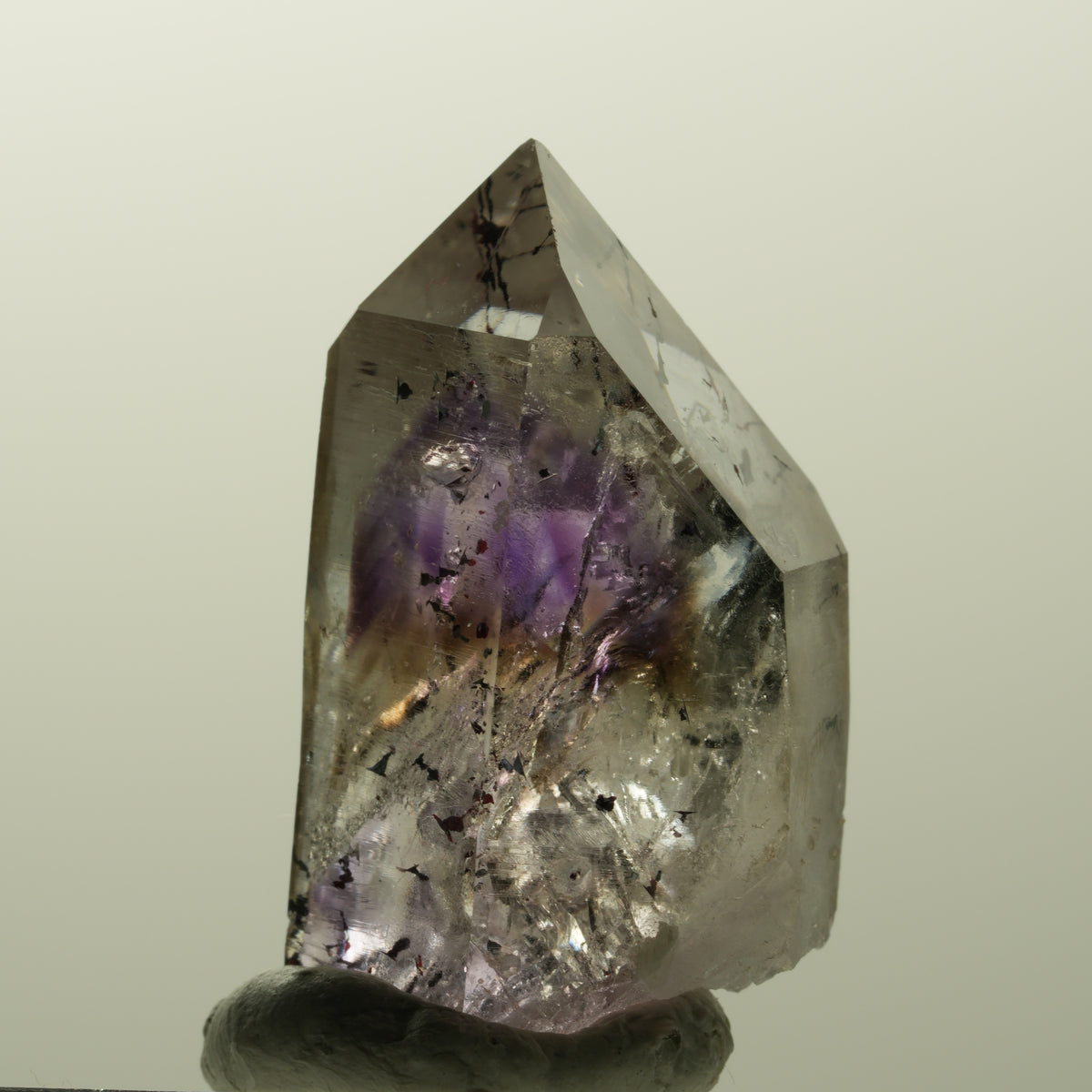 Harlekin Lemurian Phantom Amethyst mit Analcim Streep Mine, Goboboseb, Namibia 35*22*16mm #14866