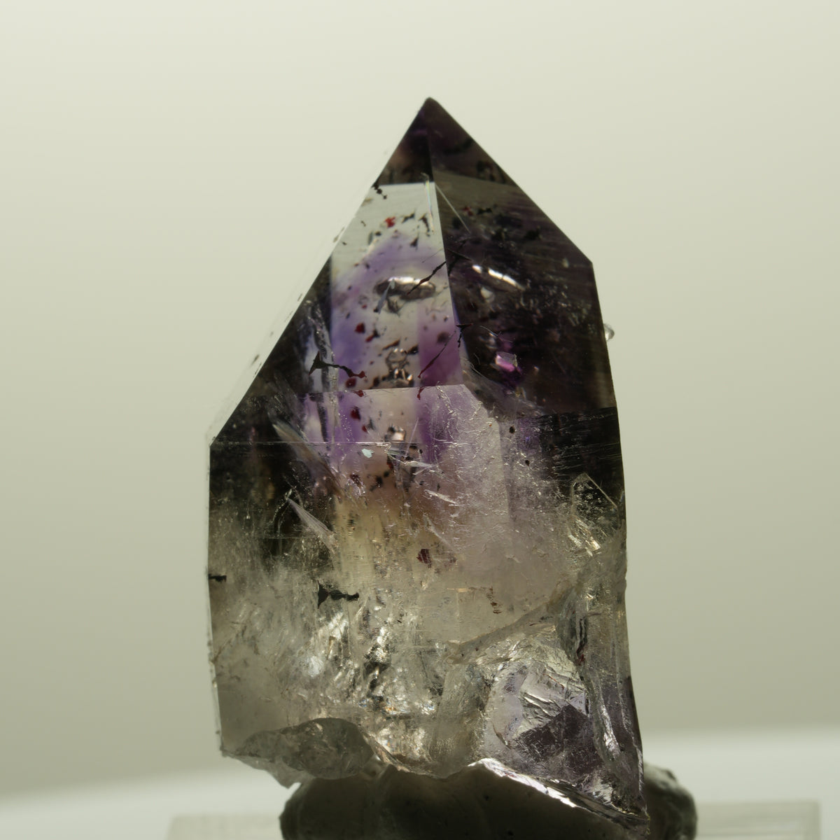 Harlekin Lemurian Phantom Amethyst mit Analcim Streep Mine, Goboboseb, Namibia 35*22*16mm #14866
