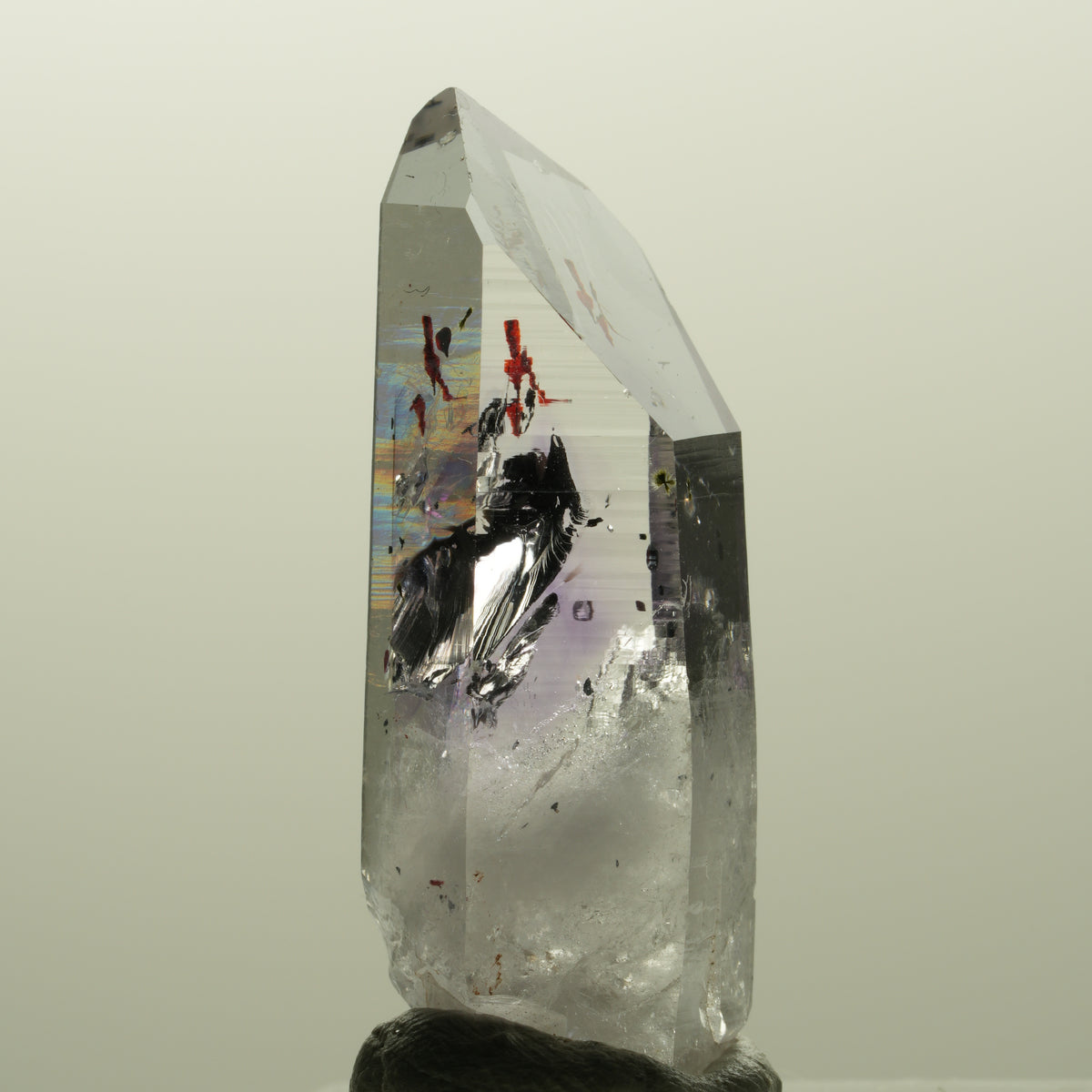 Harlekin Lemurian Phantom Amethyst mit Analcim Streep Mine, Goboboseb, Namibia 36*13*13mm #14867