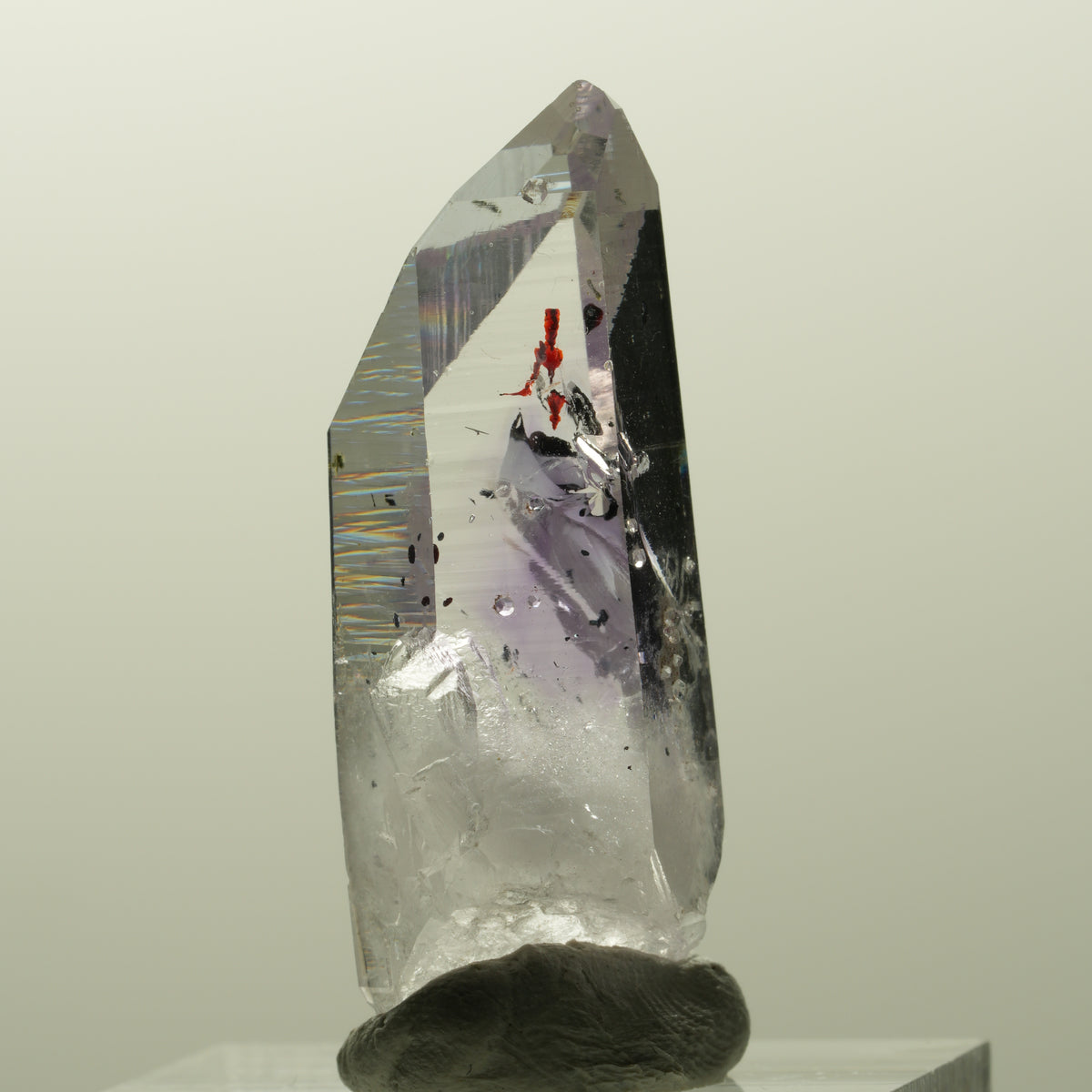 Harlekin Lemurian Phantom Amethyst mit Analcim Streep Mine, Goboboseb, Namibia 36*13*13mm #14867