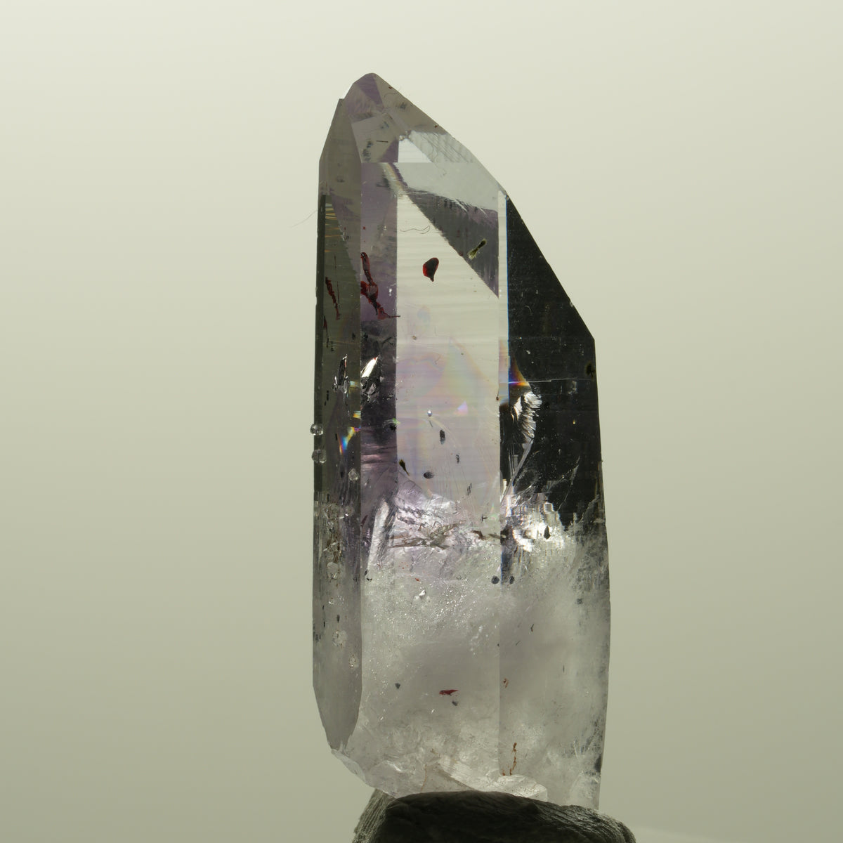 Harlekin Lemurian Phantom Amethyst mit Analcim Streep Mine, Goboboseb, Namibia 36*13*13mm #14867