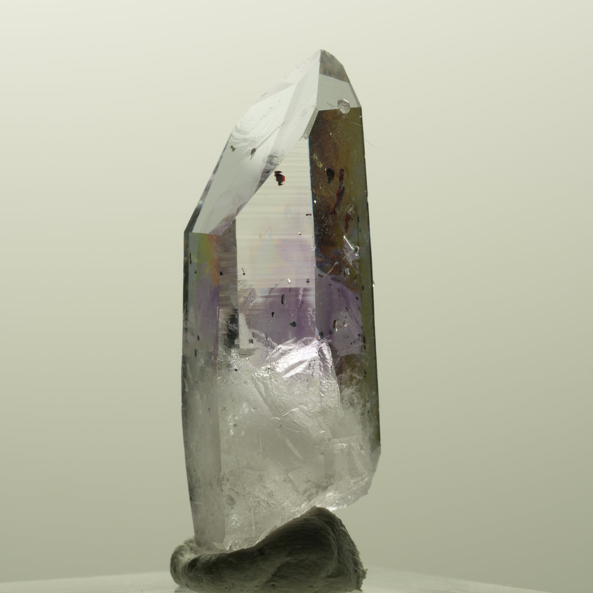 Harlekin Lemurian Phantom Amethyst mit Analcim Streep Mine, Goboboseb, Namibia 36*13*13mm #14867