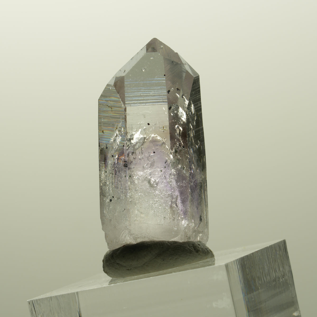 Harlekin Lemurian Phantom Amethyst mit Analcim Streep Mine, Goboboseb, Namibia 33*15*14mm #14871