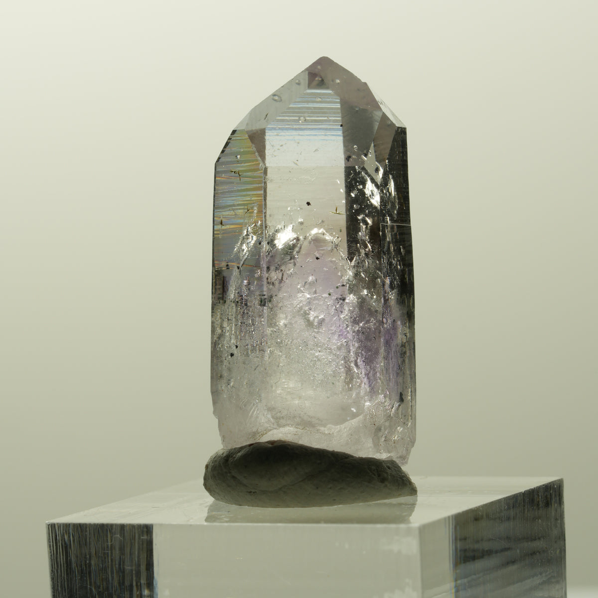 Harlekin Lemurian Phantom Amethyst mit Analcim Streep Mine, Goboboseb, Namibia 33*15*14mm #14871