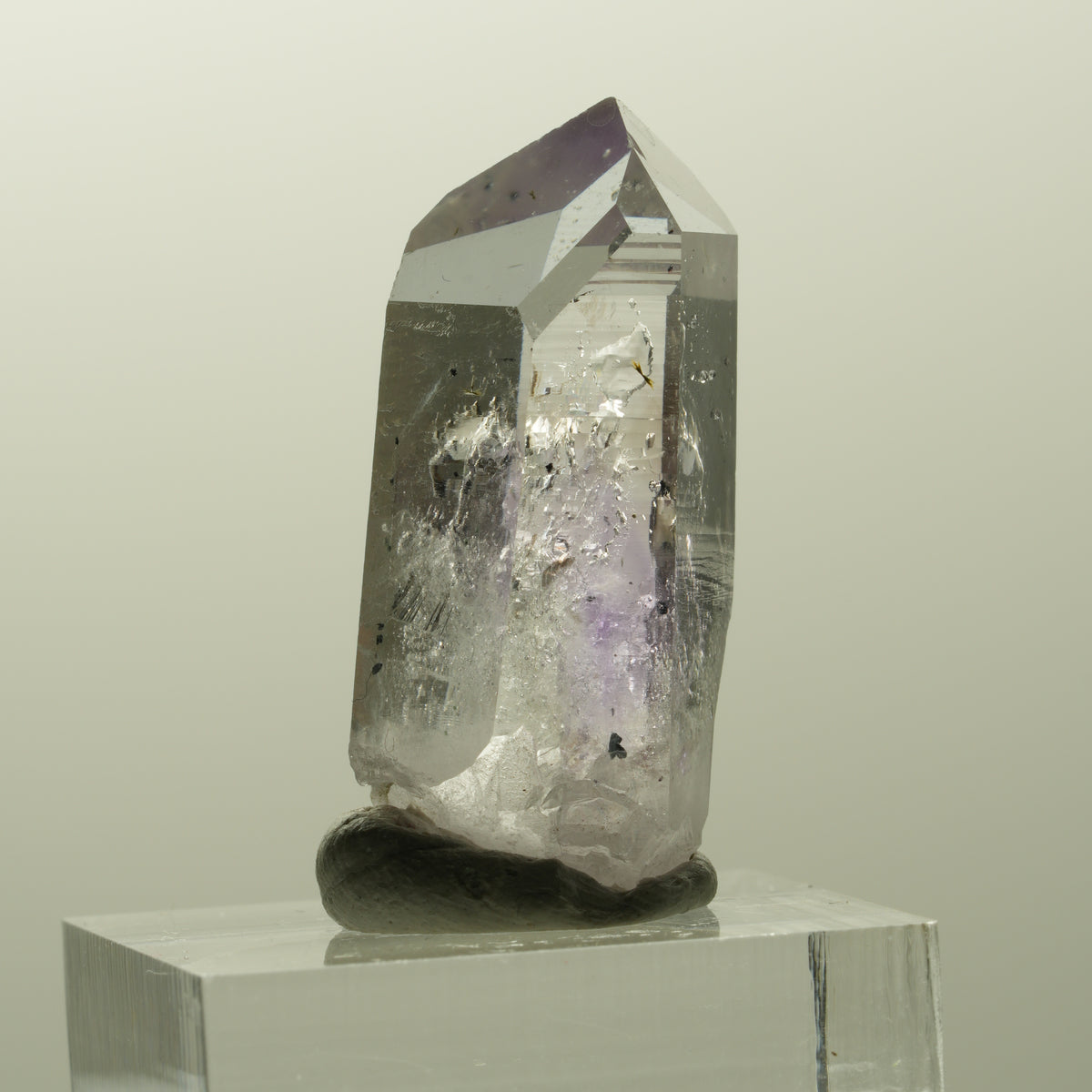 Harlekin Lemurian Phantom Amethyst mit Analcim Streep Mine, Goboboseb, Namibia 33*15*14mm #14871