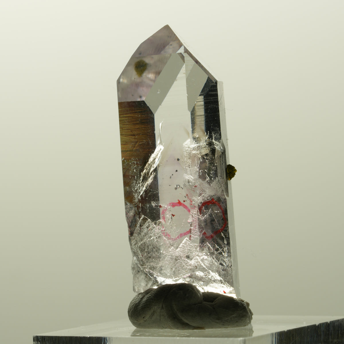 Enhydro Lemurian Phantom Amethyst, Epidot, 1x Blase Streep Mine, Namibia 39*16*10mm #14872