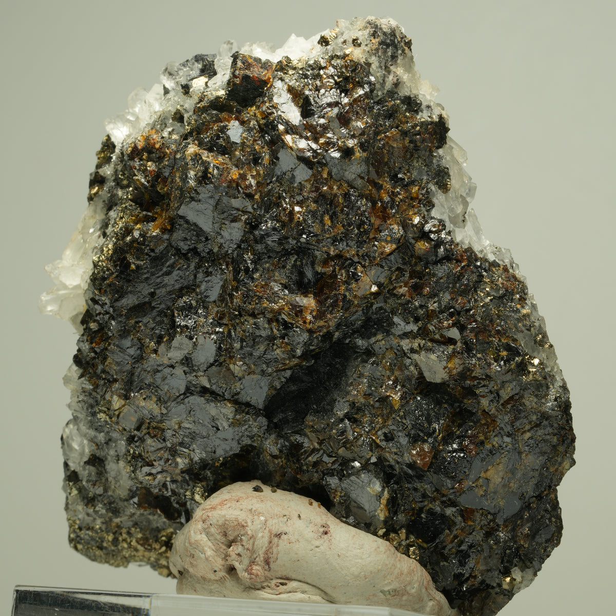 Bergkristall mit Pyrit auf Sphalerit-Matrix Madan Ore Field, Rhodope, Bulgaria 73*66*38mm #14878