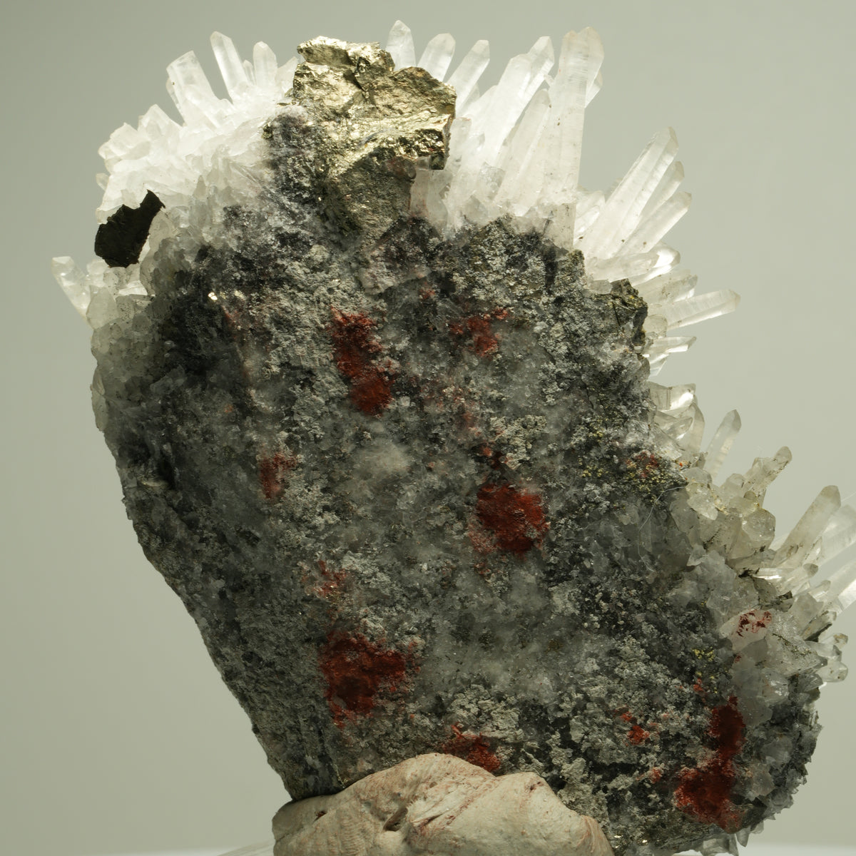Nadelquarz-Kristallstufe auf Erzmatrix Madan Ore Field, Rhodope, Bulgaria 85*63*34mm #14879
