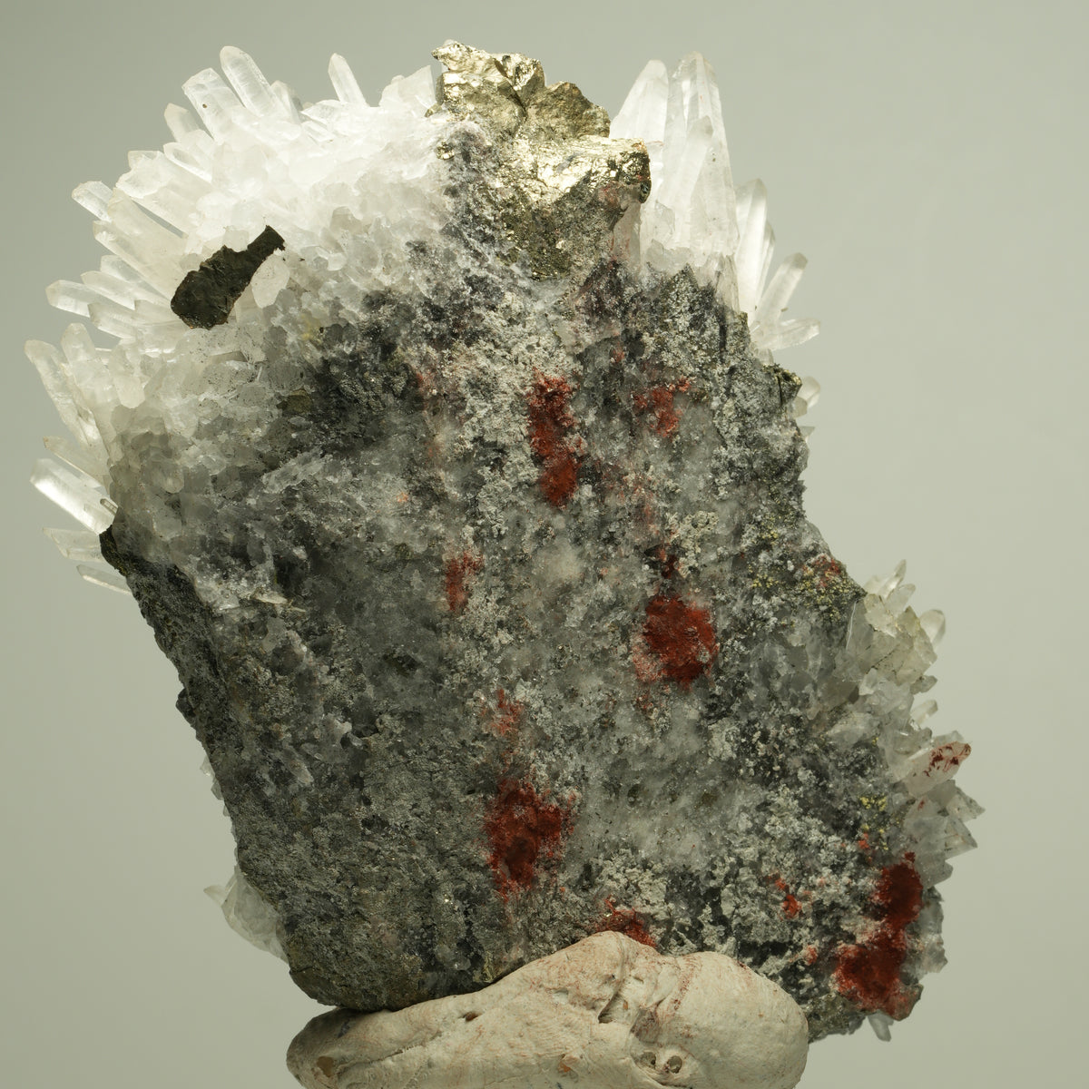 Nadelquarz-Kristallstufe auf Erzmatrix Madan Ore Field, Rhodope, Bulgaria 85*63*34mm #14879