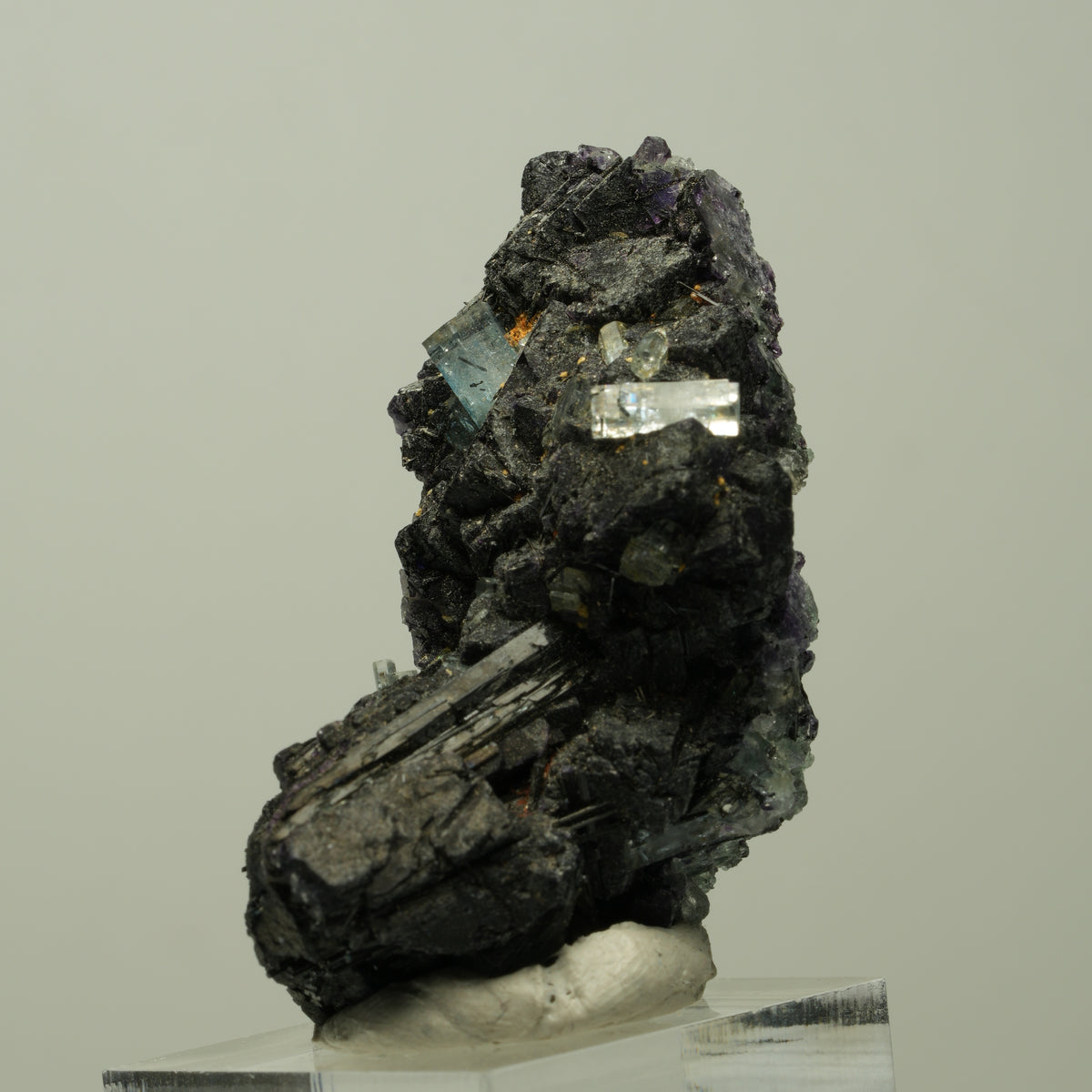Aquamarin, Fluorit Würfel, Schörl Turmalin, Orthoklas Erongo, Namibia 51*29*26mm #14889