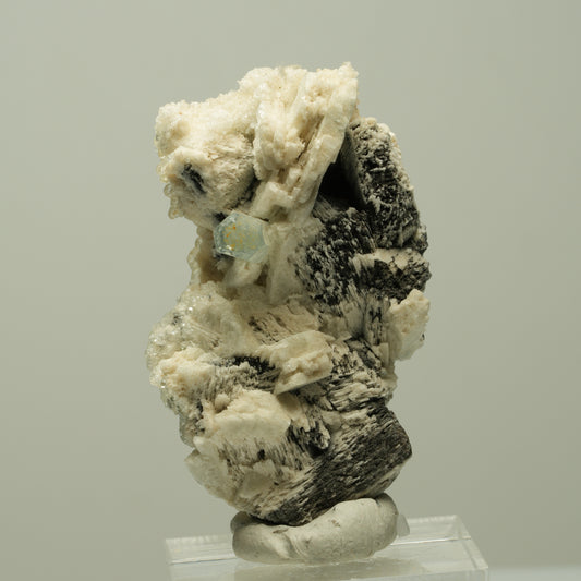Aquamarin, Hyalit Opal auf Schörl Turmalin, Orthoklas Stufe Erongo, Namibia 48*27*23mm #14891
