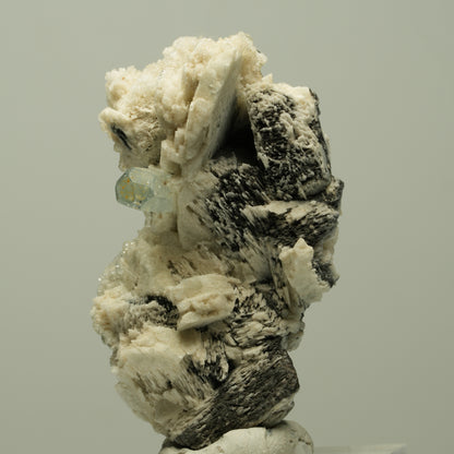 Aquamarin, Hyalit Opal auf Schörl Turmalin, Orthoklas Stufe Erongo, Namibia 48*27*23mm #14891