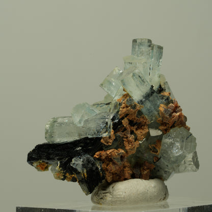 Aquamarin, Schörl Turmalin, Orthoklas, Muskovit Stufe Erongo, Namibia 32*27*22mm #14895