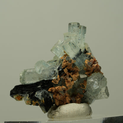 Aquamarin, Schörl Turmalin, Orthoklas, Muskovit Stufe Erongo, Namibia 32*27*22mm #14895