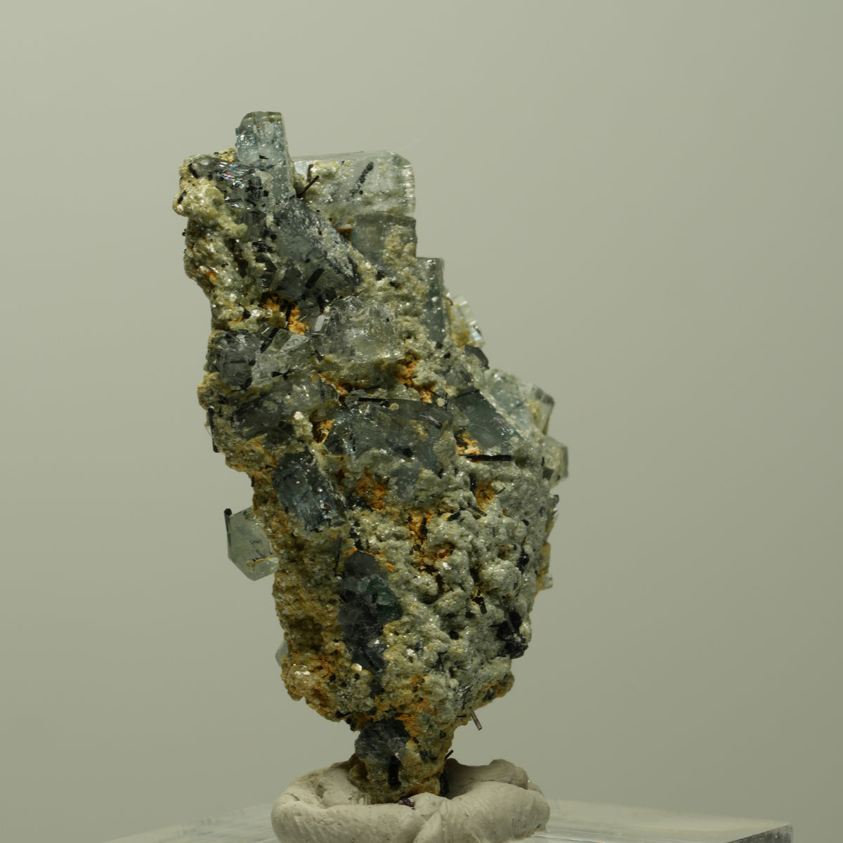 Aquamarin, Fluorit, Schörl Turmalin, Muskovit Stufe Erongo, Namibia 41*26*15mm #14897