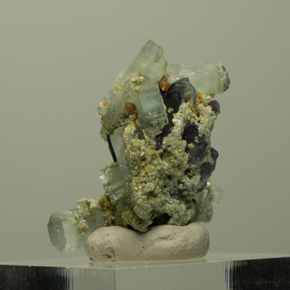 Seltene Aquamarin, Fluorit, Muskovit Stufe Erongo, Namibia 30*28*18mm #14900