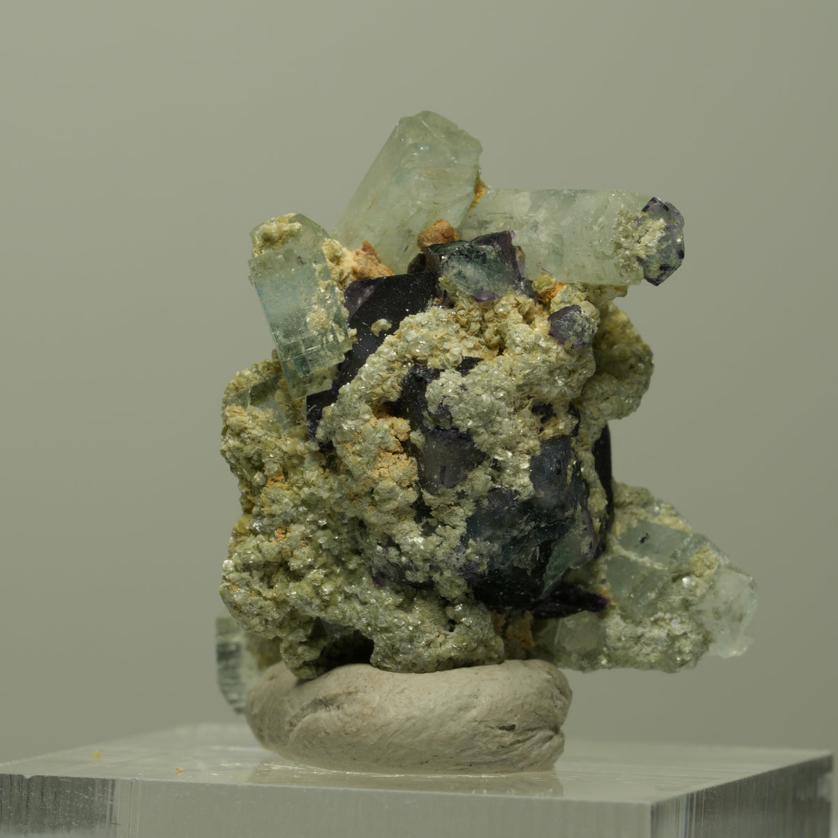 Seltene Aquamarin, Fluorit, Muskovit Stufe Erongo, Namibia 30*28*18mm #14900
