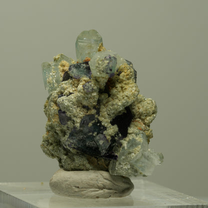 Seltene Aquamarin, Fluorit, Muskovit Stufe Erongo, Namibia 30*28*18mm #14900