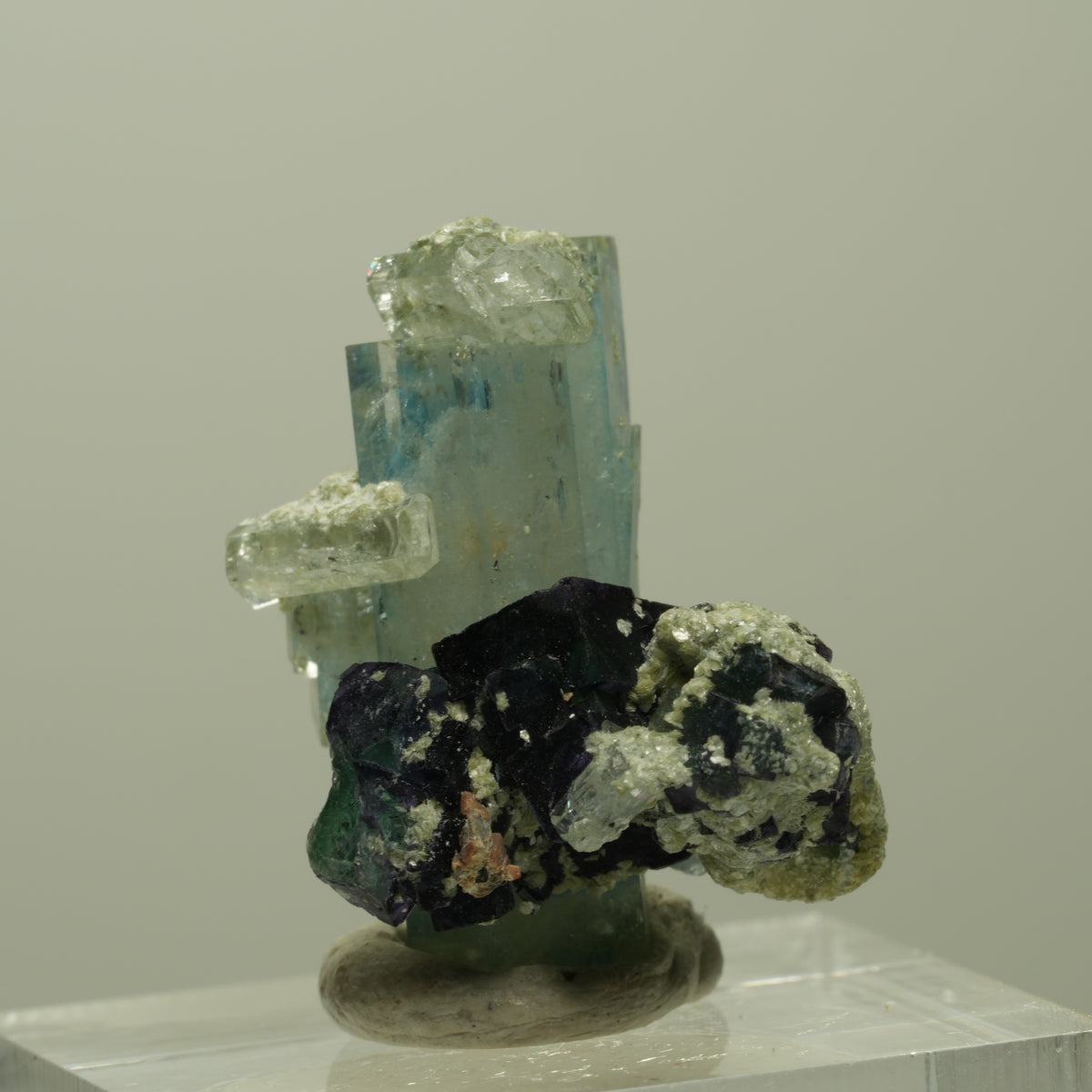 Seltene Aquamarin, Fluorit, Muskovit Stufe Erongo, Namibia 26*22*15mm #14901