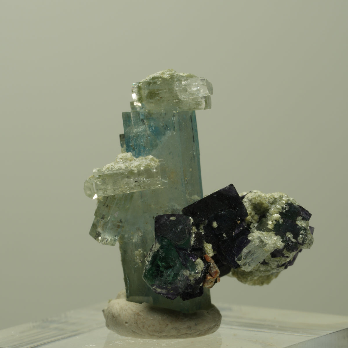 Seltene Aquamarin, Fluorit, Muskovit Stufe Erongo, Namibia 26*22*15mm #14901