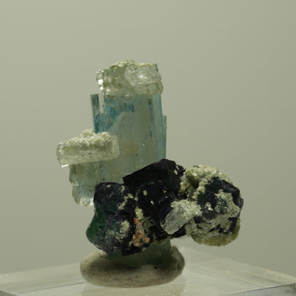 Seltene Aquamarin, Fluorit, Muskovit Stufe Erongo, Namibia 26*22*15mm #14901