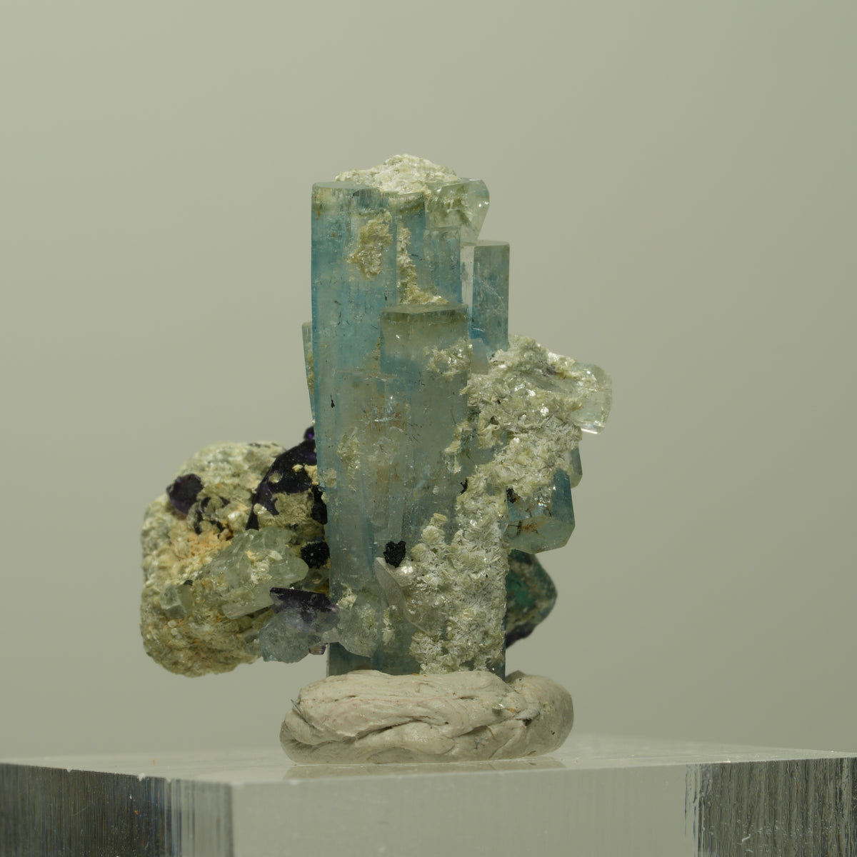 Seltene Aquamarin, Fluorit, Muskovit Stufe Erongo, Namibia 26*22*15mm #14901