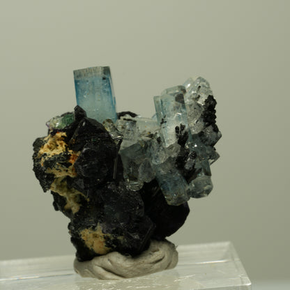 Aquamarin, Fluorit, Schörl Turmalin, Orthoklas Stufe Erongo, Namibia 26*19*25mm #14902