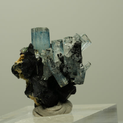 Aquamarin, Fluorit, Schörl Turmalin, Orthoklas Stufe Erongo, Namibia 26*19*25mm #14902