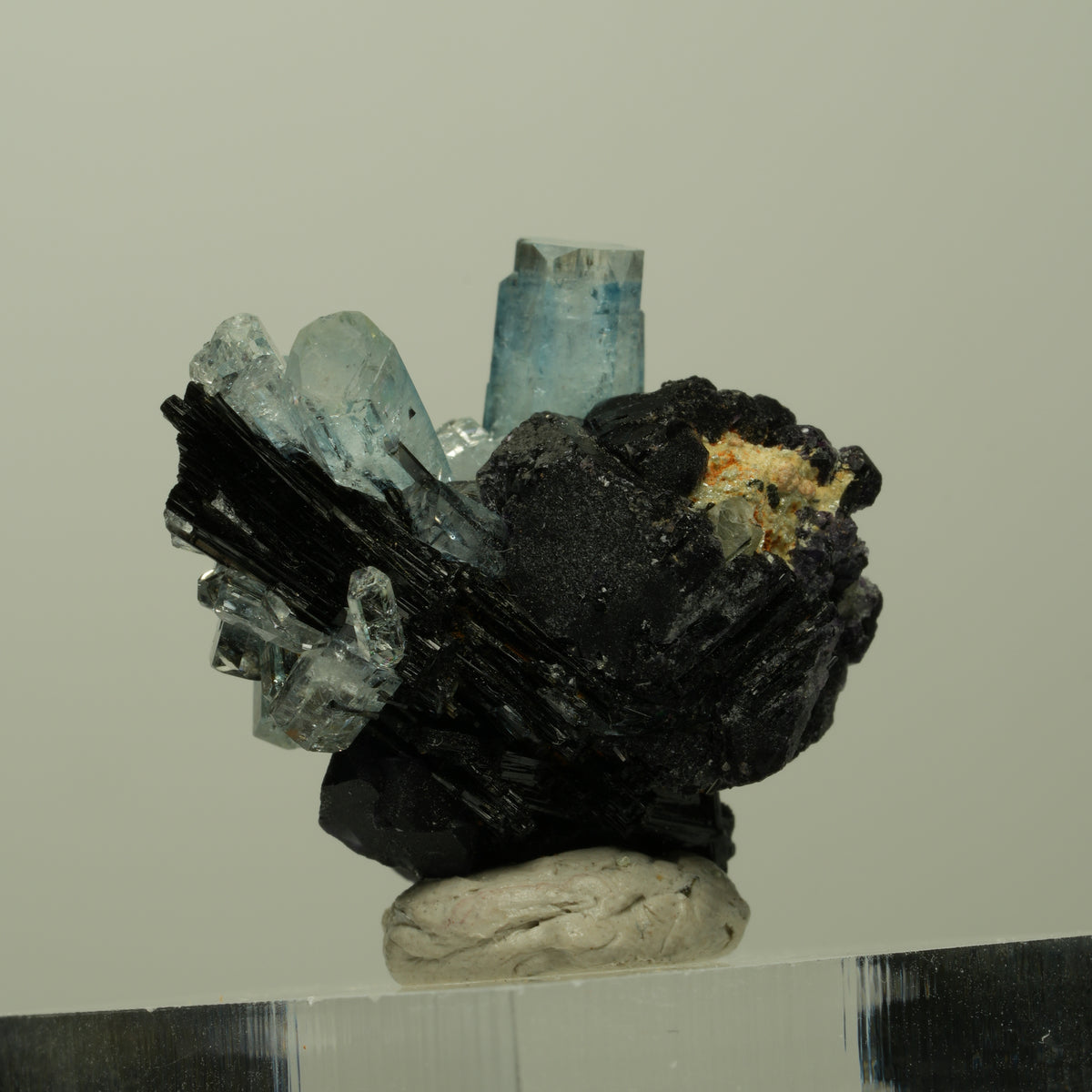 Aquamarin, Fluorit, Schörl Turmalin, Orthoklas Stufe Erongo, Namibia 26*19*25mm #14902