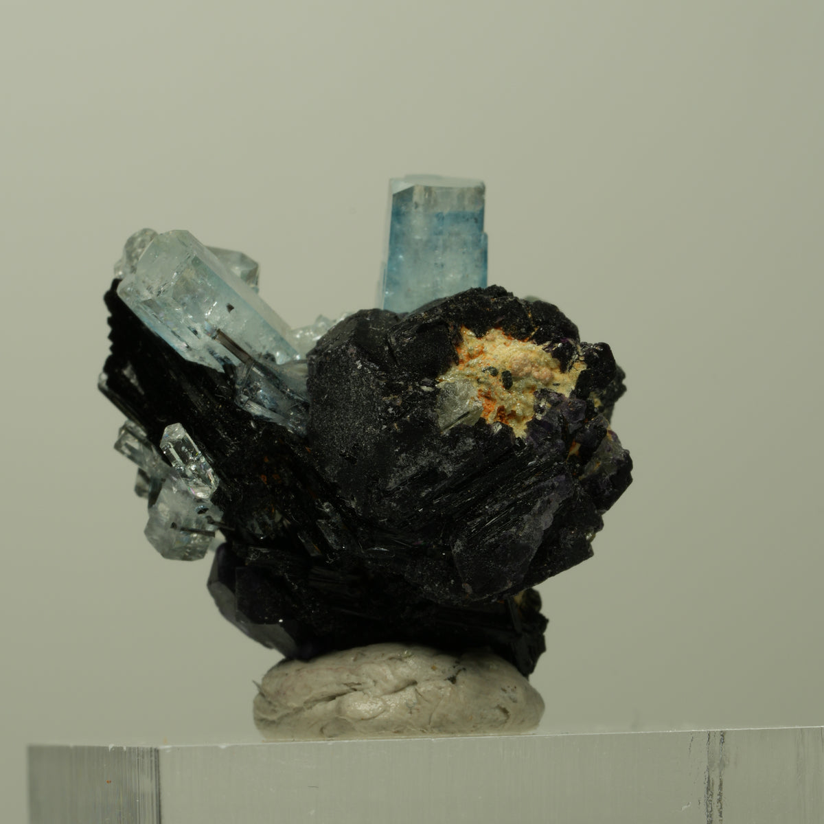 Aquamarin, Fluorit, Schörl Turmalin, Orthoklas Stufe Erongo, Namibia 26*19*25mm #14902