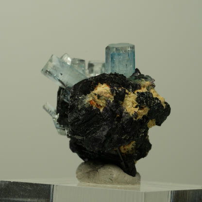 Aquamarin, Fluorit, Schörl Turmalin, Orthoklas Stufe Erongo, Namibia 26*19*25mm #14902