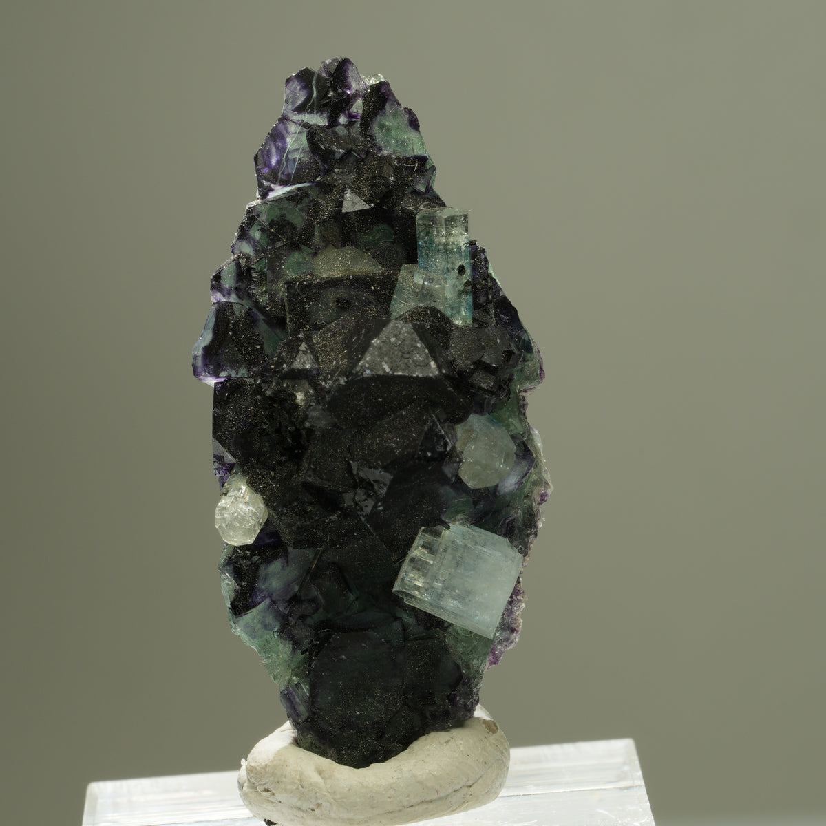 Aquamarin, Fluorit, Schörl Turmalin, Orthoklas Stufe Erongo, Namibia 40*18*15mm #14903