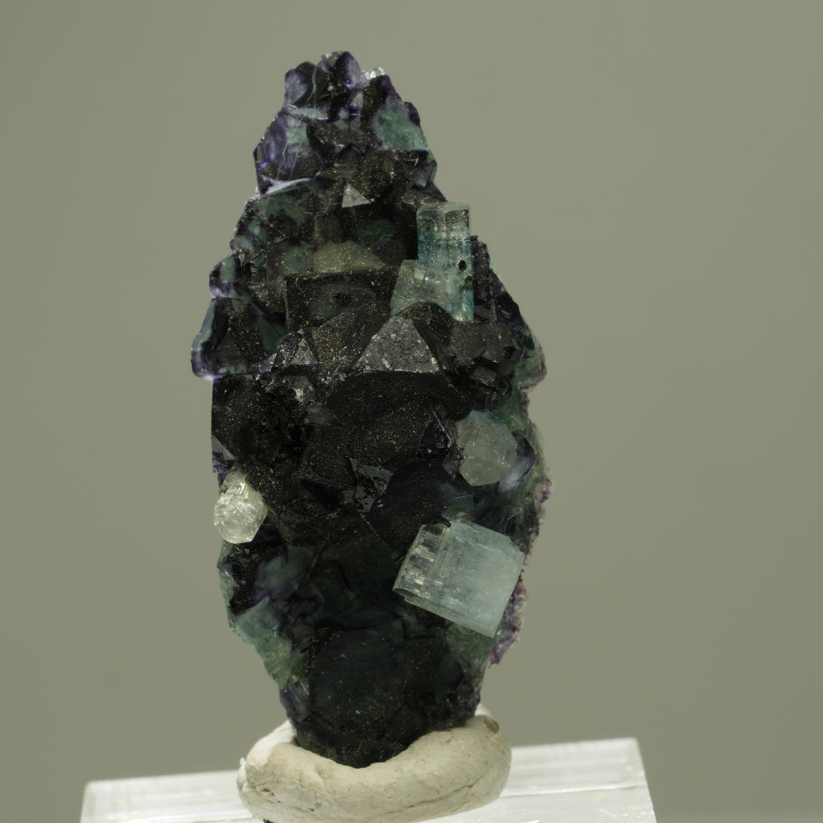 Aquamarin, Fluorit, Schörl Turmalin, Orthoklas Stufe Erongo, Namibia 40*18*15mm #14903