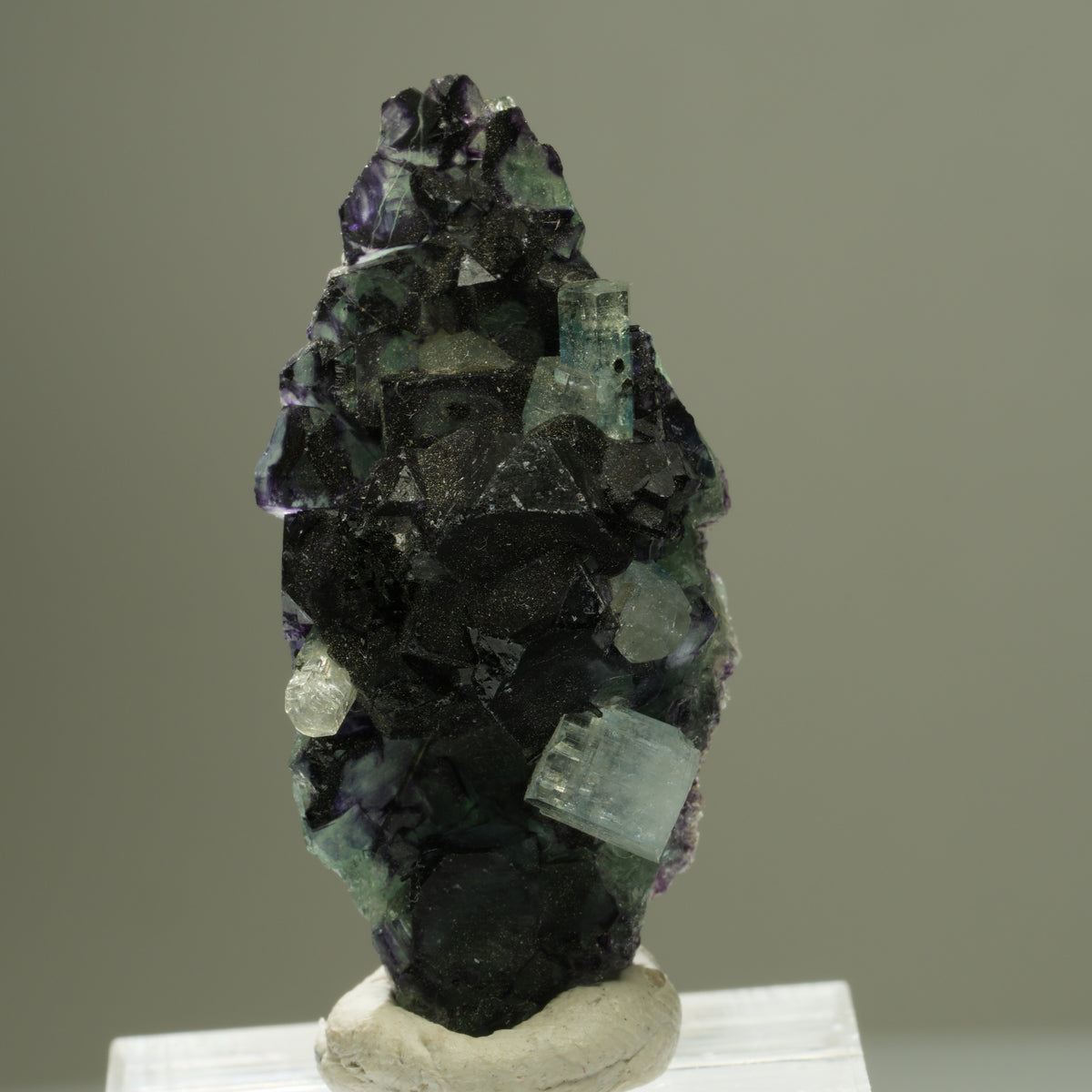 Aquamarin, Fluorit, Schörl Turmalin, Orthoklas Stufe Erongo, Namibia 40*18*15mm #14903