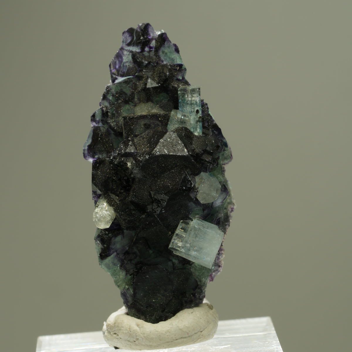 Aquamarin, Fluorit, Schörl Turmalin, Orthoklas Stufe Erongo, Namibia 40*18*15mm #14903
