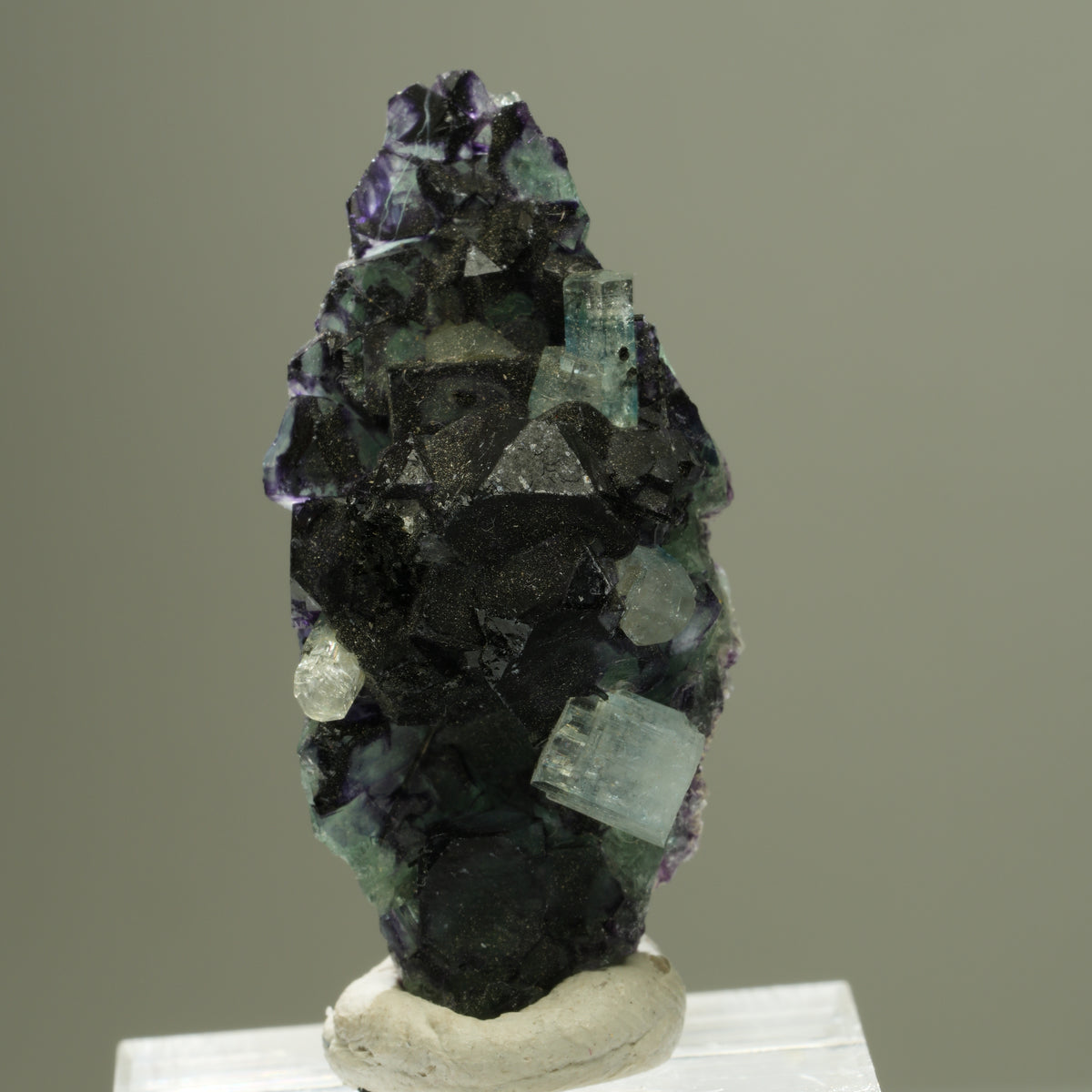 Aquamarin, Fluorit, Schörl Turmalin, Orthoklas Stufe Erongo, Namibia 40*18*15mm #14903