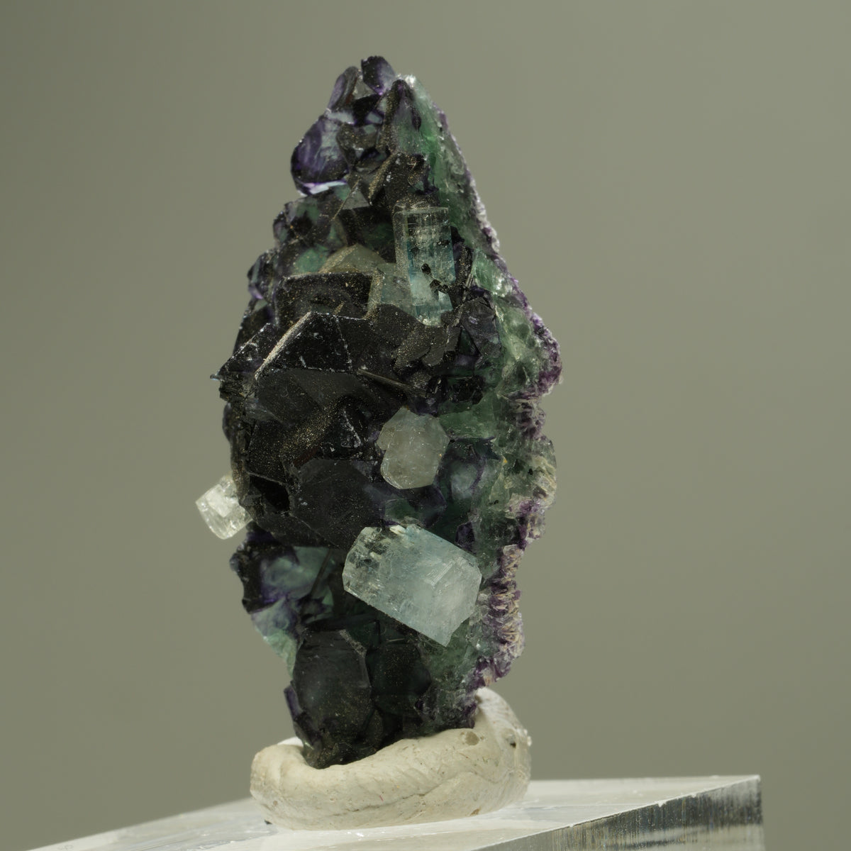 Aquamarin, Fluorit, Schörl Turmalin, Orthoklas Stufe Erongo, Namibia 40*18*15mm #14903