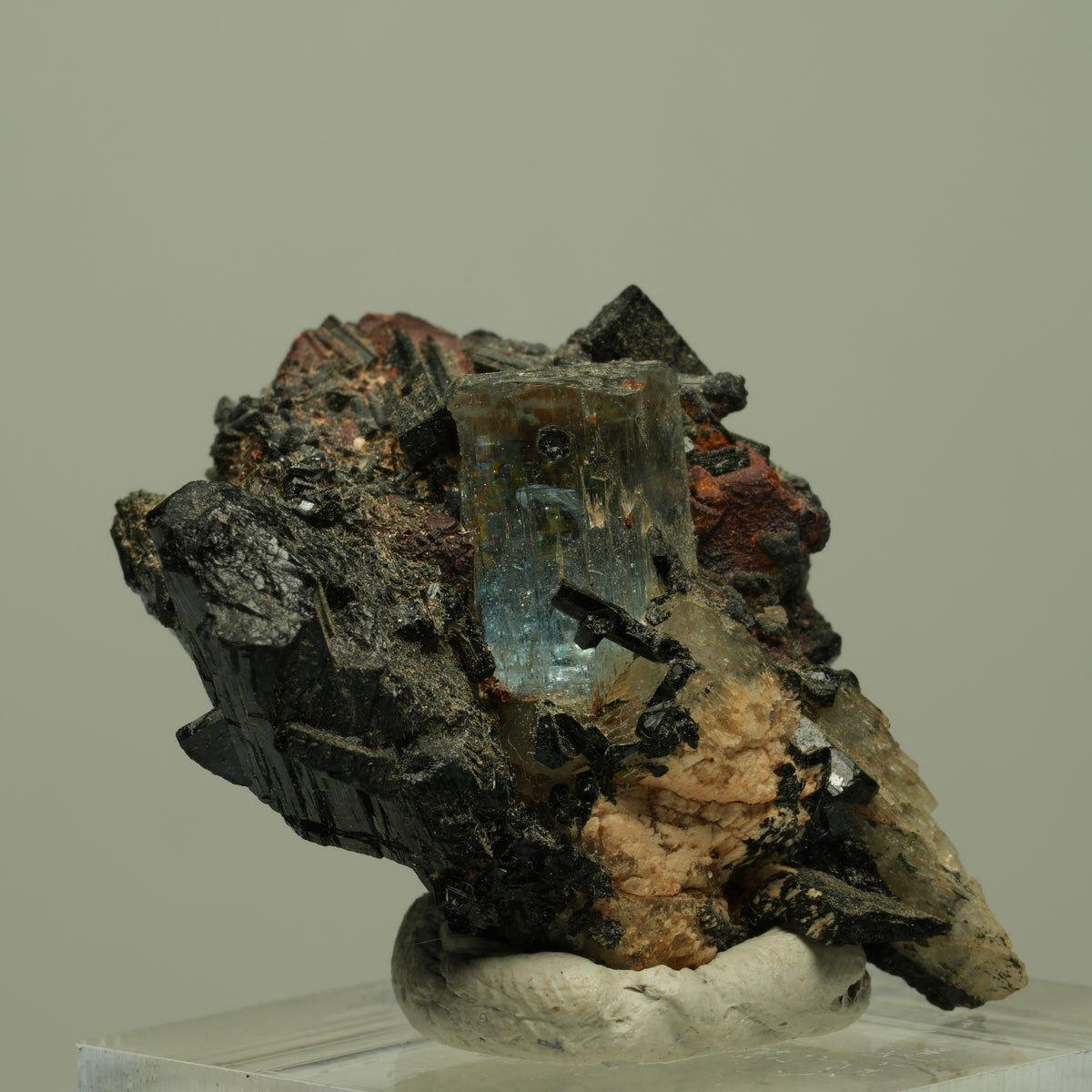 Aquamarin, Schörl Turmalin, Orthoklas Stufe Erongo, Namibia 36*26*22mm #14904