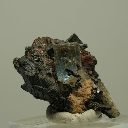 Aquamarin, Schörl Turmalin, Orthoklas Stufe Erongo, Namibia 36*26*22mm #14904